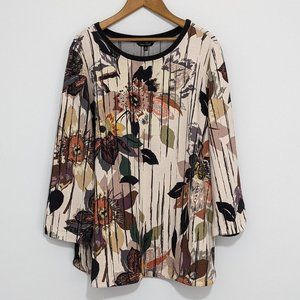 Mark John floral blouse, woven ribbed texture, Women's 2XL